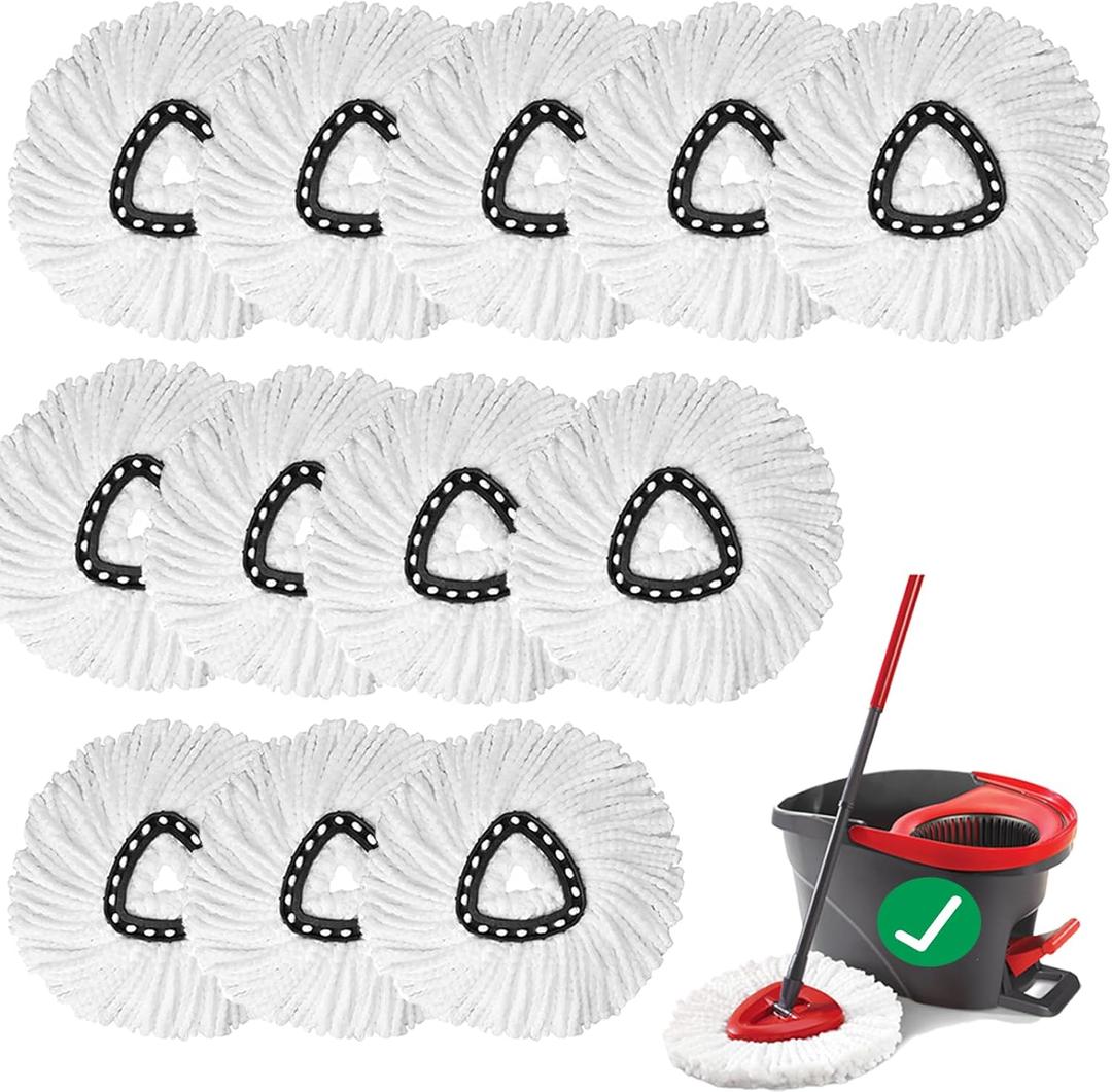 12 PCS Spin Mop Replacement Head,100% Microfiber Mop Refills Head Compatible with Triangle Spin Mop, 360 Degree Micro Spinning Mop Replace Head for Easy House Cleaning Floor Mopping