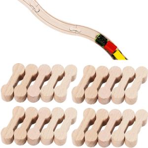Hanaive 20 Pcs Wooden Dog Bone Track Connector Pack Accessories Wooden Train Track Adapter Connector Pieces Toy Train Set for Teens to Make Wood Railway