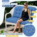 All Weather Outdoor Wicker Chair Cushions of 3 Pieces, Waterproof Outdoor Wicker Chair Cushion for Patio Furniture Loveseat Settee Bench, 1 Loveseat and 2 U-Shaped Cushions, Royal Blue