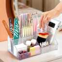 LIARTY Nail Drill Holder: Acrylic Nail Drill Bits Holder Makeup Organizer Case for Brush - Beauty Cosmetic Storage Box for Dresser Countertop and Bathroom Vanity (White without Drawer)