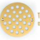 4 Inch Screw-in Round Shower Drain Cover Replacement Floor Drainer with Screws (Brushed Golden)