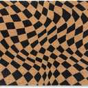 TOWN & COUNTRY TERRA Emmett Groovy Checkerboard Outdoor Door Mat, Natural Coir, Heavyweight, Non-Slip Entryway Mat, Black, 18"x30" (1'6" x 2'6" (Rectangular))