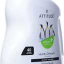 ATTITUDE Liquid Laundry Detergent, EWG Verified, HE Compatible, Plant-Based & Vegan, Natural Laundry Soap, Unscented, 40 Loads, 67.6 Fl Oz