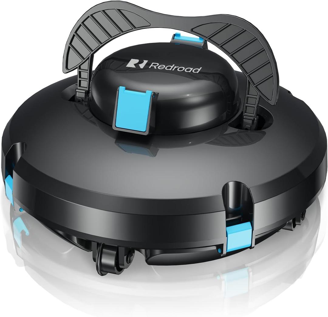 Redroad S1 Cordless Pool Vacuum Robot, Pool Vacuum Lasts 130 Mins, Self-Parking, Ideal for Above/In-Ground Flat Pools up to 1100 sq.ft, Maximum Climbing Angle 18 Degrees