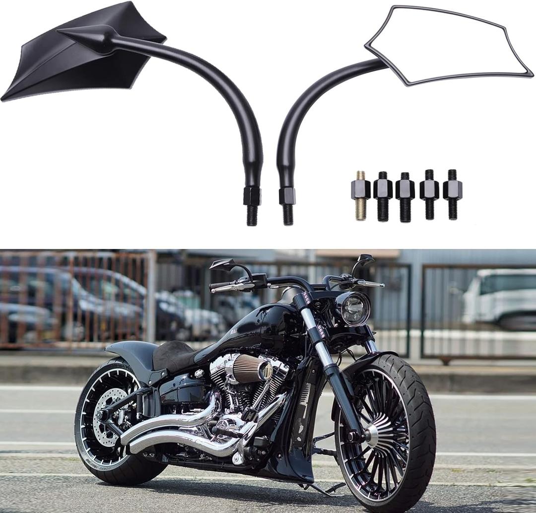 Universal Motorcycle Mirrors, M8 M10 Threaded Bolt Double Take Mirror Compatible With Sportster 883 Street bike Dirt bike Cruiser and chopper (Black)