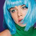 Wig and Sunglasses 12 Inch Short Bob Wigs with Bangs for Women Costume Cosplay Party (Light Blue)