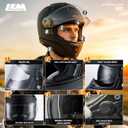 LEM Motorcycle Helmets Full Face for Men, Motorcycle Helmet for Adults, DOT Certified, PINLOCK & DVS Dual Vision, Motorcycle Street Bike Helmet, Bluetooth Speaker Pockets (Matte Black Large) VZN FP09 (Black, M)