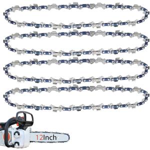 O-CONN 4 Pack 12 Inch Chainsaw Chain 3/8" LP Pitch .043'' Gauge 45 Drive Links Fits Dewalt DCCS620, Kobalt 1224, Ryobi RY40500, Makita, Craftsman, WORX, Black & Decker and more
