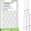 Future Way 10x20x1 Air Filters, 6-Pack with Reusable Frame, MERV 13, MPR 1900 AC Furnace Filters, Space Saving & Cost-effective