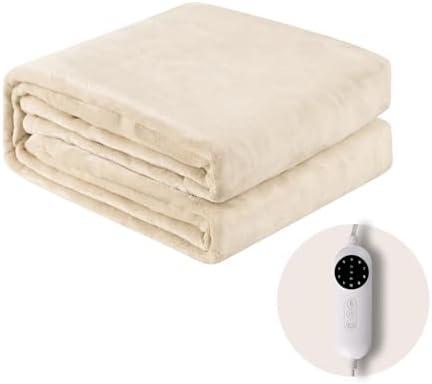 OLIFE Heated Blanket Full Size, Soft Cozy Warm Electric Blanket with 10 Heating Levels & 2/ 4/ 8 Hours Auto Off, Fast Heating, ETL Certification, Machine Washable, Overheat Protection, 72"x84" Beige