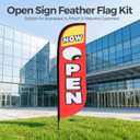 8ft NOW OPEN Feather Flag Kit for Business with Pole and Ground Stake