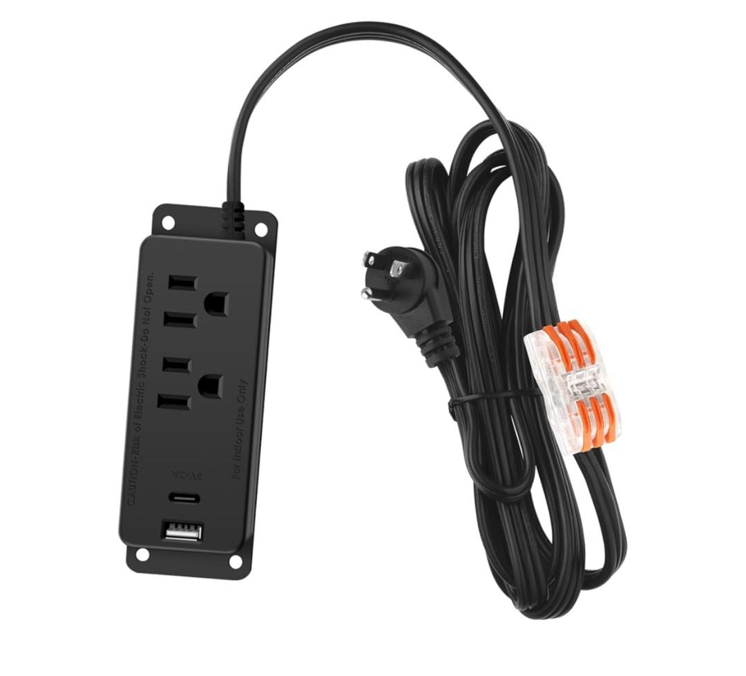 Gun Safe Power Outlet Kit, Gun Safe Accessory Electrical Outlet with USB C Port. Hidden Drawer Outlet Accessories for Interior Dehumidifiers and Lights (10FT)