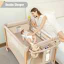 Baby Bassinet 5 in 1 Pack and Play,Baby Crib Portable,Beside Sleeper,Beige