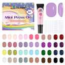 576 Pieces Kids Short Glossy Press on Nails, EBANKU Children False Nails 24 Colors Glossy Acrylic Nails Art Tip for Kids Short Full Cover Fake Nails for Women Girls