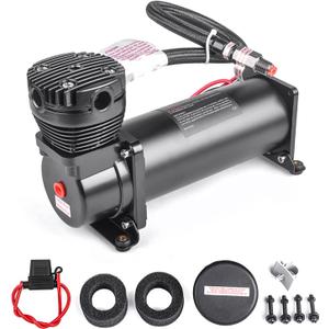 Heavy Duty 200 PSI Air horn Compressor, 1/4 NPT Train Horn/Air Ride Compressor, Fittings for 12V Train/Truck/Car,Air Suspension BLACK