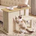 Homegroove Cat Scratch Furniture Protector, 35.6''L Multi-Functional Cat Scratcher Side Table with Sisal Scratching Posts and Pad, Large Cat Couch Protector from Cat Claws for Living Room (Wood, Left)