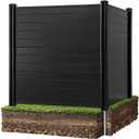 VEVOR 2 Panels Outdoor Privacy Screen, 48 x 48 in Air Conditioner Fence with 27.6 in Ground Stakes, Pool Equipment Enclosure, Horizontal Vinyl Privacy Fence, Ideal for Trash Can and A/C Units, Black