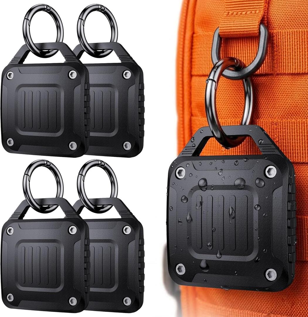 DDJ 4-Pack IPX8 Waterproof for AirTag Holder Case Keychain, Rugged Protective Case for Apple Airtag with Key Ring, Ultra Durable Air Tags Holder for Dog Collar/Luggage/Key/Backpack, Easy to Install