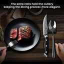 CoquusAid Steak Knives Set of 8, 4.8 Inch Straight Edge Ultra Sharp Durable Meat knives with Rest, High Carbon Stainless Steel Damascus Pattern Triple Rivet Handle, Ideal for Home Restaurant Party