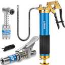 Grease Gun Kit, 8000 PSI Heavy Duty Pistol Grip Grease Gun with 14 OZ Capacity, Includes 0.53" Grease Coupler & 90 Grease Adaptor, Grease Guns for Automotive, Agricultral, Industrial, Marine