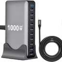 1000W 10-Port GaN 4 Desktop Charging Station with 240W 6.6 ft Data Cable - Compatible with Tablets, Phones, Laptops, Gaming Consoles, Headphones