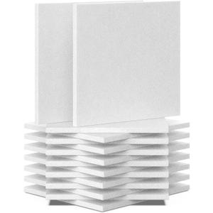 BXI Sound Absorber, 12 X 12 X 3/8 Inches 16Pcs High Density Acoustic Absorption Panel, Sound Absorbing Panels Reduce Echo Reverb, Tackable Acoustic Panels for Wall and Ceiling Acoustic Treatment (White, Square)