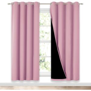 NICETOWN Crystal Pink Full Shade Curtain Panels, Pair of Energy Smart & Noise Blocking Out Blackout Drapes for Dining Room Window, Thermal Insulated Guest Room Lined Window Dressing(52 x 72 inch)