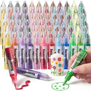 Crtiin 72 Pcs Candle Wax Pen 24 Vibrant Colors Candle Paint Set 10 ml Painting Pen Decorating Kit Beginner-Friendly for Festival Birthday Decorating Blessing Writing & DIY Crafts