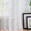 Jubilantex White Floral Lace Sheer Curtains with Decorative Scalloped Edge95 Inches Long for Bedroom Living Room Girl's Room,Set of 2 Panels,52" W
