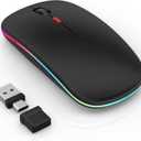 LED Wireless Mouse for Laptop/MacBook/iPad - Built-in Mouse Jiggler & 4-Mode (Bluetooth 5.2/3.0 & 2.4GHz USB-A/C) Rechargeable Silent Mouse Multi-Device Compatible with macOS/iOS/Windows/Android