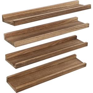 Long Floating Shelves With Lip,Picture Ledge Shelves Set of 4,Rustic Photo Frames Storage Display Shelves Wall Mounted for Living Room Bedroom Kitchen Kids Nursery,Home Office Decor 24 Inch