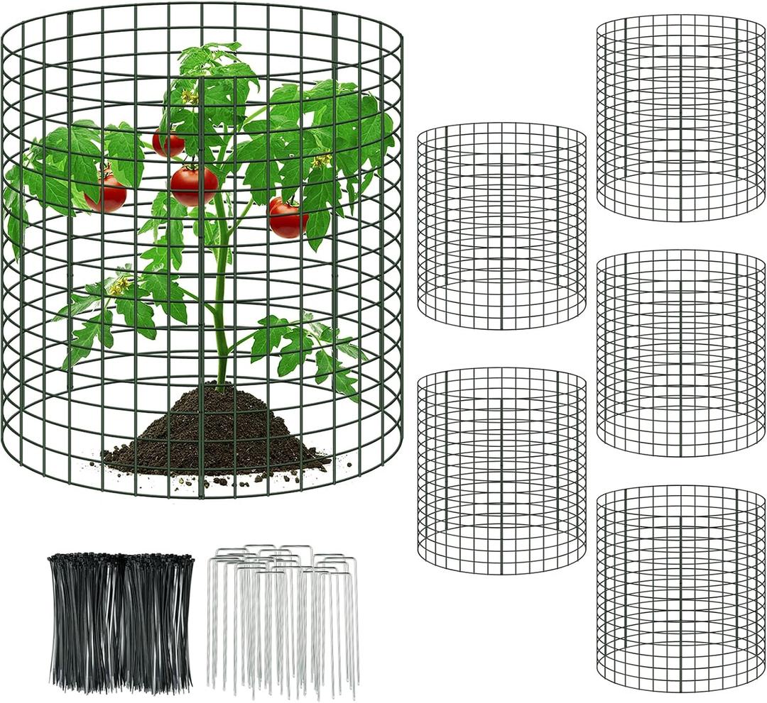 6 Packs 12"x 12" Large Wire Plant Protectors from Animals,Plant Cages for Outdoor Plants,Plant Covers from Animals with Ground Stakes and Nylon Ties Protect Plants,Shrubs,Vegetables from Animals-18PCS