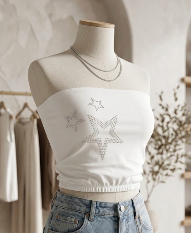 Woman's Tube Top with Star Design, Medium