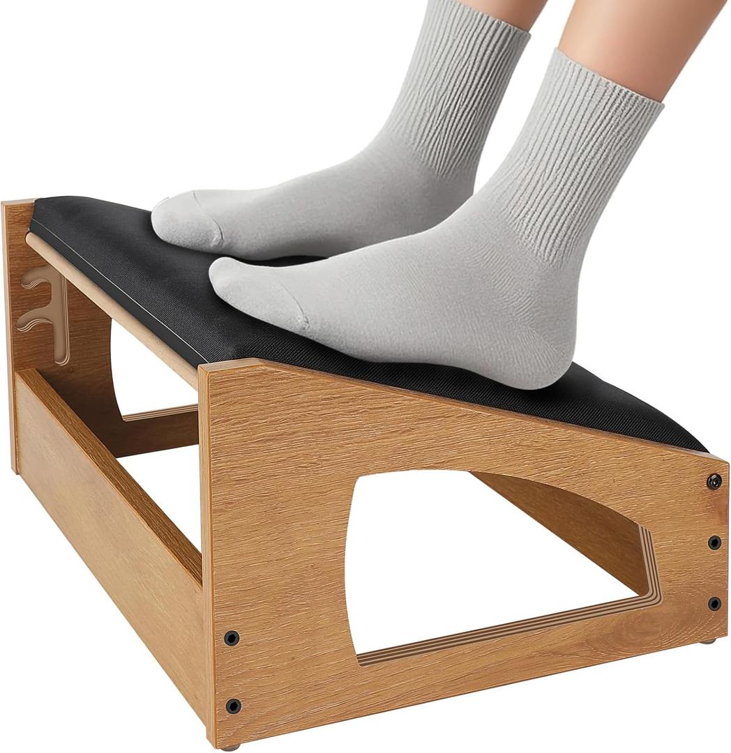 XINGMIAOWJ Ergonomic Foot Rest, 4 Adjustable Height Foot Stool, Footrest Under Desk， Soft Cushions, Foot Rest Office, Improving Posture, Promoting Blood Circulation（Natural）