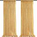 Gold Sequin Backdrop Curtains 2 Panels 2FTx8FT Glitter Gold Photo Backdrop for Wedding Party Stage Decorations