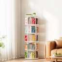 SpaceAid 5 Tier Rotating Bookshelf Tower, 360 Display Stackable Spinning Bookcase, Space Saving Revolving Round Book Shelf, Floor Standing Swivel Corner Organizer, White, 5 Tier, 55.1" H