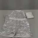 Girls Sequins Dance Outfit Dress Kids Sparkle Jazz Singer Star Costume Top Shorts 4PCS Set 3-14 Years (5-6 Years, Silver)