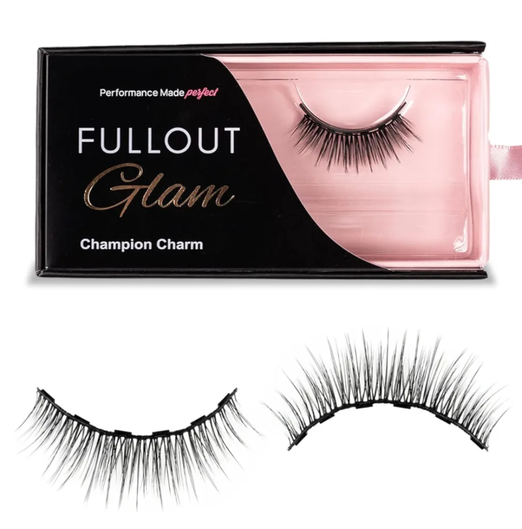 Full Out Glam Champion Charm Magnetic Lashes, Premium Reusable Magnetic Eyelashes, Refined Natural Look, No Glue Needed, Instant Application, Strong Performance Ready Hold, Contains One Set of Lashes