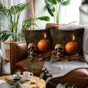 Gothic Halloween Throw Pillow Covers 18x18 Set of 2 | Decorative Cushion Cases for Couch, Sofa and Bedroom | Rustic Fall Pillowcases for Home Decor, Living Room, Farmhouse