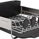 KitchenAid Compact, Space Saving Rust Resistant Dish Rack with Removable Flatware Caddy and Angled Self Draining Drainboard, 16.06-Inch, Black