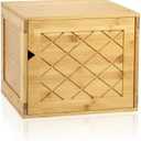 Fasmov Cube Storage Organizer, Bamboo Cube Bookshelf, Stackable Connect Storage Cube Cubby Organizer with Door, Stackable Cubes Bin for Bedroom, Home and Office