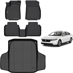 AIPOIL Floor Mats & Cargo Liner Set for 2023 2024 2025 2026 Honda Accord & Accord Hybrid All Weather Protection TPE Anti-Slip Automotive Full Set Custom Car Mats Accessories - Black