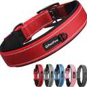 PetiFine Dog Collar for Large Dogs, Neoprene Padded and Adjustable, Reflective Wide Heavy Duty Pet Collars with Durable Metal Belt Buckle for Walking, Red, XL