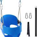 KINSPORY Toddler Swing, 59" Coated Heavy-Duty Iron Chains Baby Swing Outdoor, High Back Full Bucket Infant Seat with Tree Straps for Swing Sets Backyard Outdoor Indoor (Blue)