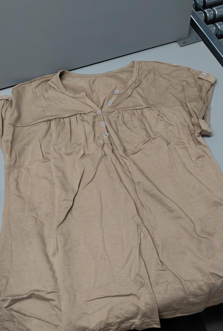 Womens V Neck T Shirts Rolled Short Sleeve Henley Tops Button Up Solid Loose fit Summer Casual Tees Shirts L
