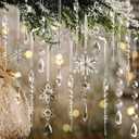18pcs Christmas Tree Decoration Crystal Ornaments - Hanging Acrylic Christmas Snowflake Icicle Drop Crystal Ornaments for Xmas Tree Winter New Year Party Supplies