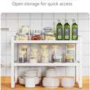 Metal Wire Cabinet Shelf - Multi-Functional Storage Solution for Kitchen, Pantry, Countertop & Under Cabinet - Spice Holder, Bookshelf & Cup Display Stand - White, 2-Tier 16" L