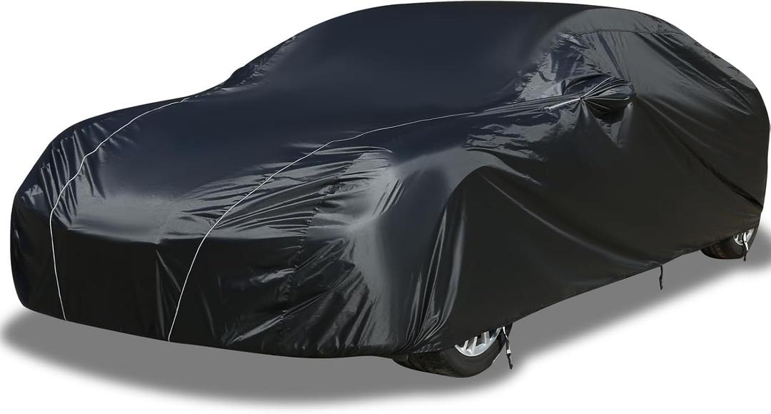 Coverado Car Cover Waterproof All Weather, Sports Car Covers for Automobiles with Zipped Mirror Pocket, Sun UV Snow Wind Dust Protection Full Exterior Covers Universal Fit for Sports Car(183"-193") (Black)