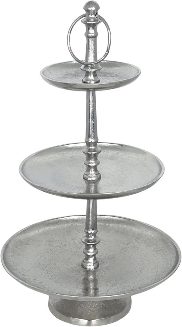 Rely+ Dessert Cupcake Stand 3-Tiered Serving Tray 20" Tall 3 Tier Fruits and Cup Cake Stand for Tea Party Birthday Holiday Gatherings Weddings Baby Showers Silver Finish Sturdy Design