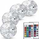 Submersible LED Lights with Remote, 16 Colors 4 Modes Battery Powered Color Changing LED Pumpkin Lights for Halloween Pumpkin Camping Bucket Dcor (4 Packs)